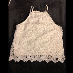 White lace cropped top